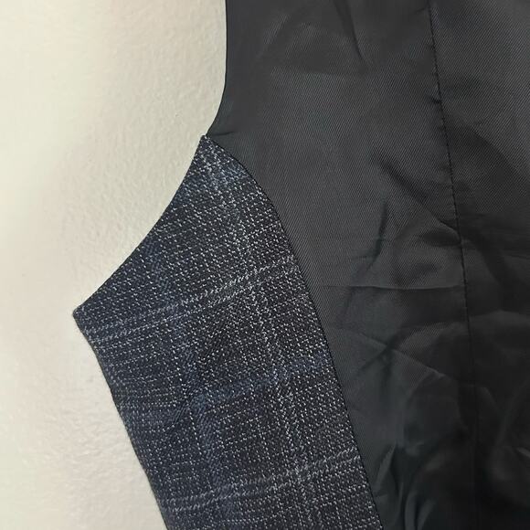 REISS Men's Monroe Modern Fit Check Vest Button Front Navy Blue 36 - Picture 7 of 10